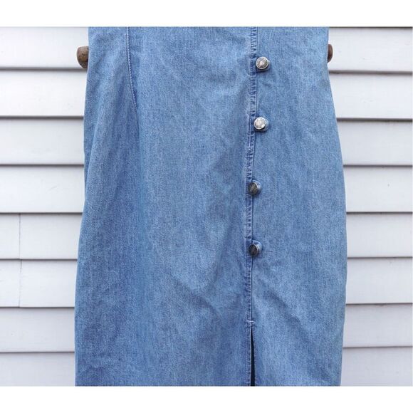 Vintage 90s Switch USA Sexy Denim Bodycon Midi Dress - Picture 3 of 8